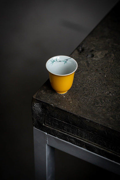 traditional-chinese-yellow-glazed-tea-cup-x2-4-pattern-options, EenPorcelain 